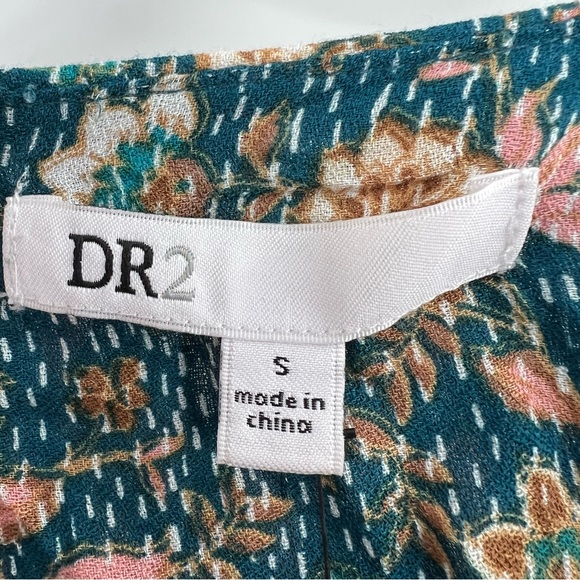 DR2 Josie V-Neck Long Sleeve Multicolored Top in Teal NWT size Small - Picture 7 of 9